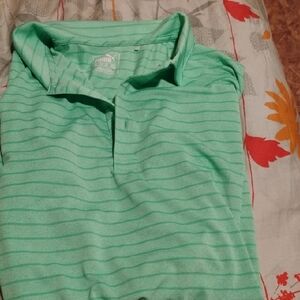 Green Striped Kids Polo Shirt